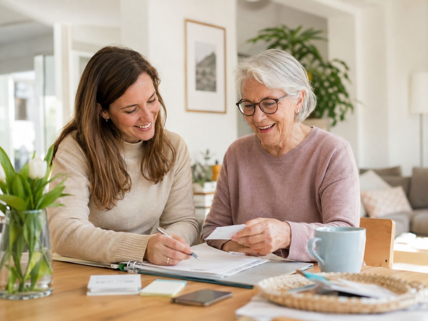 Sanuria Alltagshilfe unterstützt eine Seniorin persönlich im Haushalt