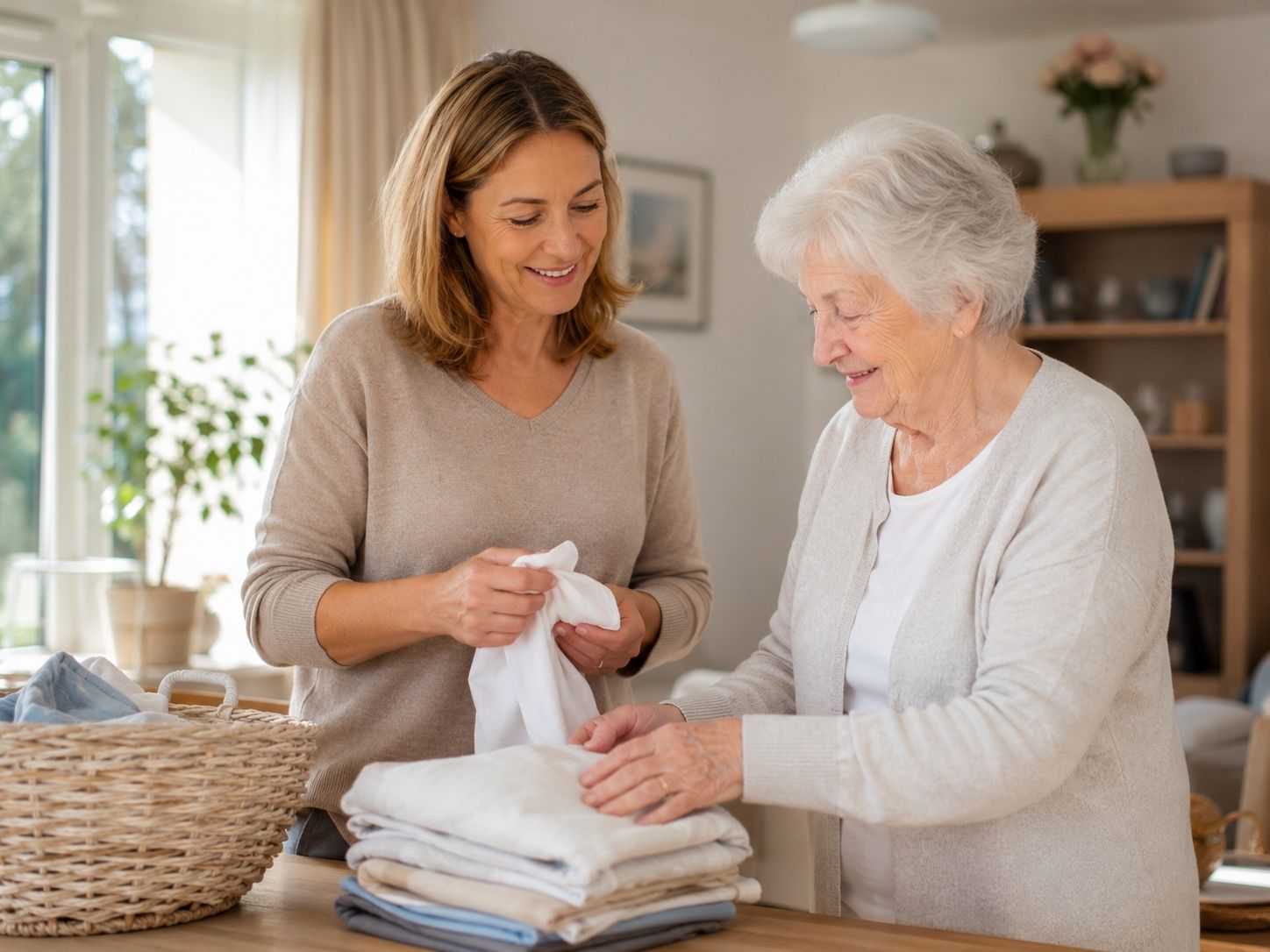 Sanuria Alltagshilfe unterstützt eine Seniorin im Haushalt