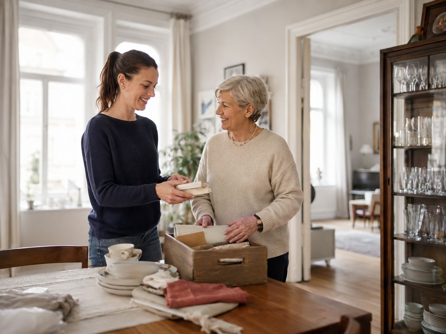 Haushaltshilfe in Lübeck unterstützt eine Seniorin im Alltag