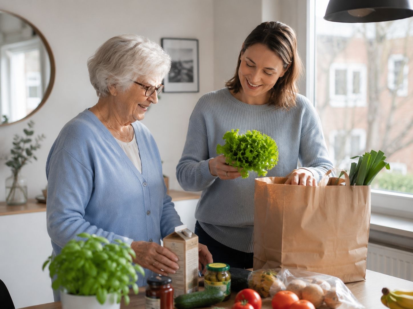 Haushaltshilfe in Neumünster unterstützt eine Seniorin im Alltag